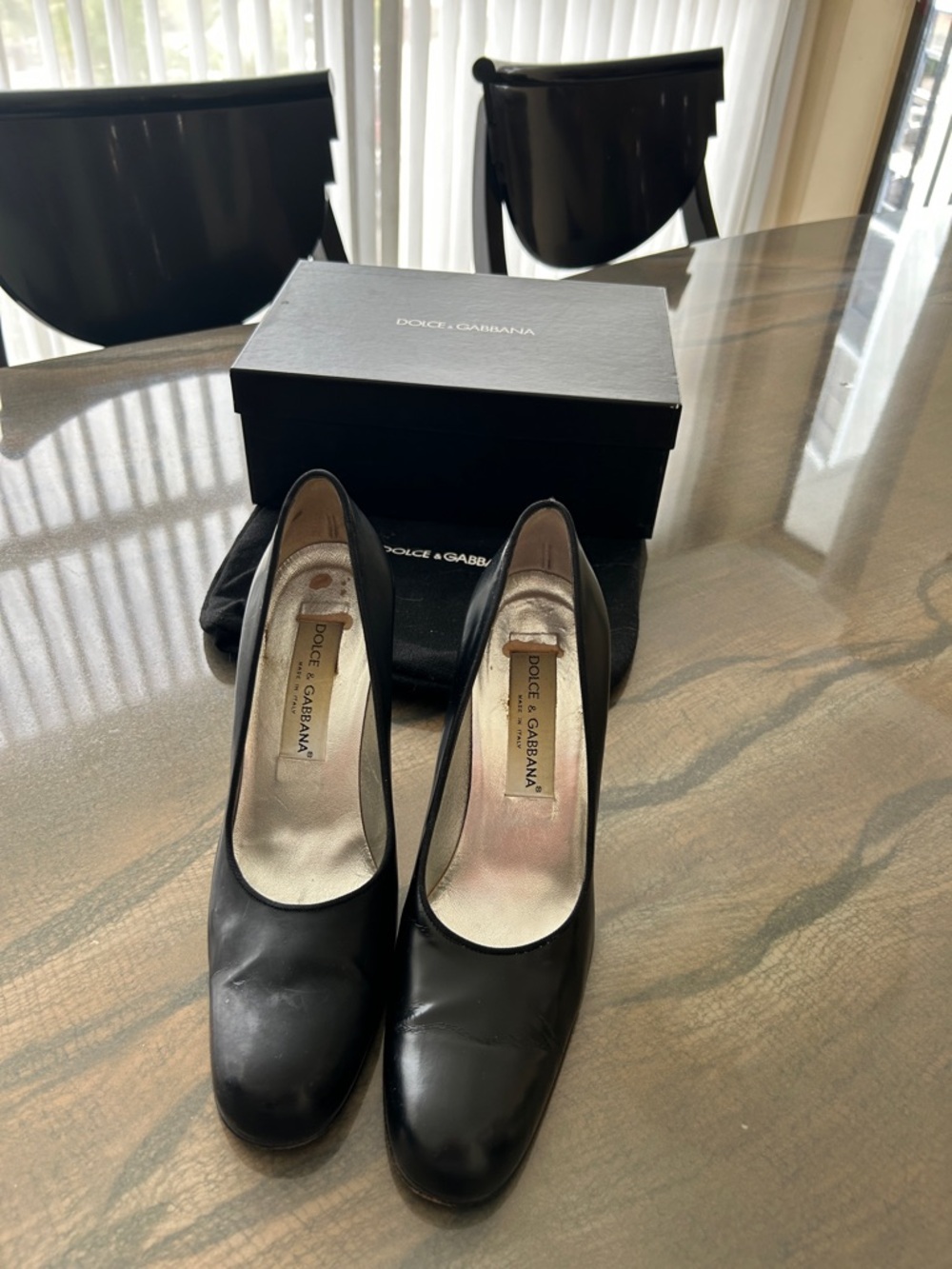 Dolce & Gabbana Black Round-Toe Pumps